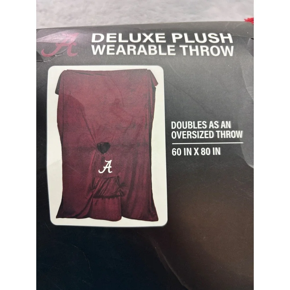 Alabama Crimson Tide Deluxe Plush Wearable Hooded Throw Blanket Sherpa New 60x80